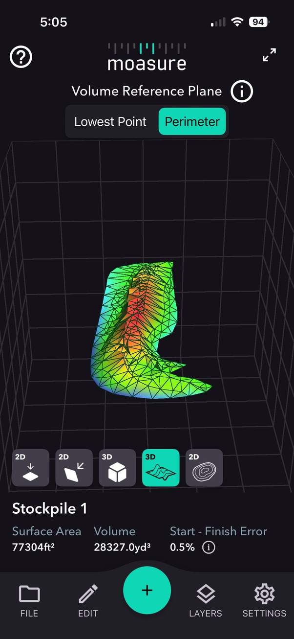 Three-dimensional field capture of a stockpile surface